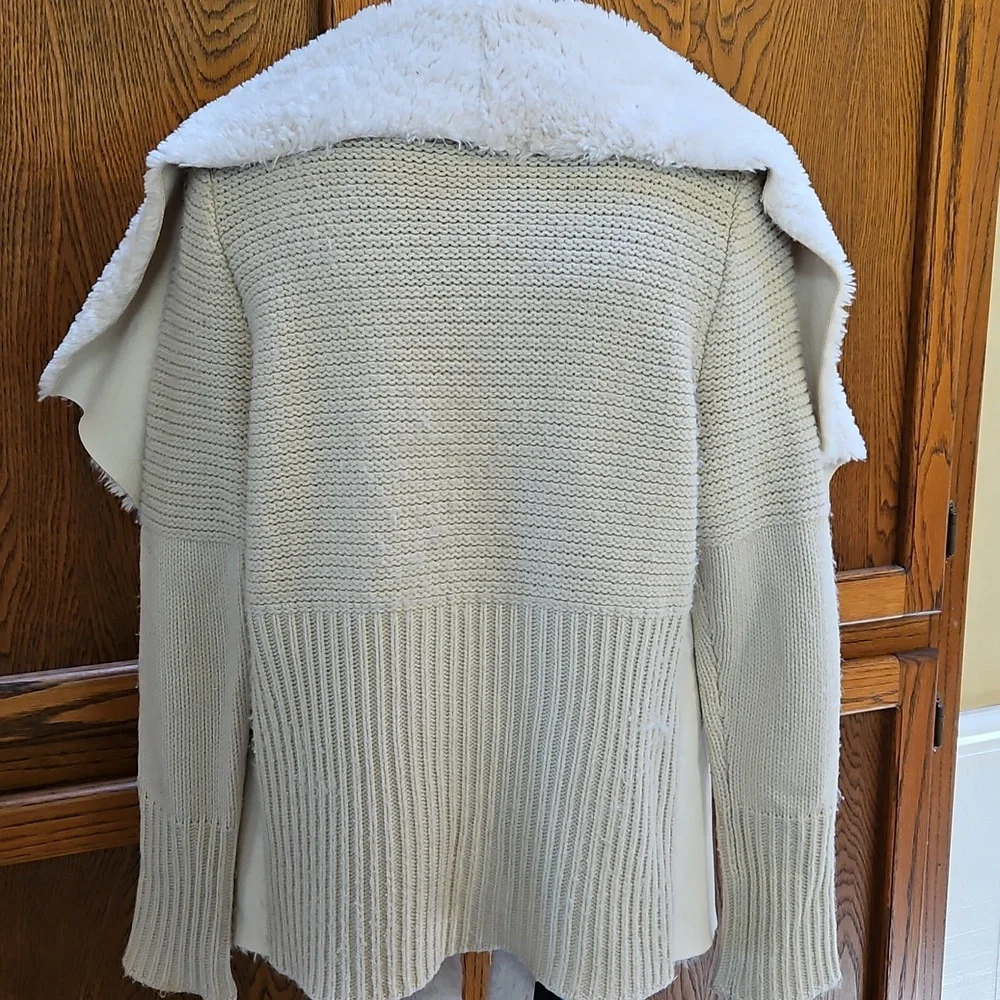 DOLCE CABO Faux Suede & knit Women's Cream Shearling Jacket - M
